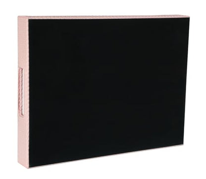 HofferRuffer Rectangle Serving Tray with Hole Handles for Coffee Table, Breakfast, Tea, Food, Butler - Countertop, Kitchen, Vanity Serve Tray, 16.2 x 12.2 x 2 inches, Faux Leather (Pink) - color: Pink