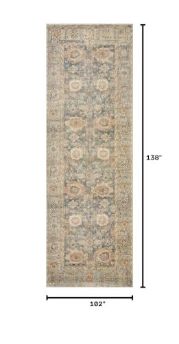 Loloi Margot Ocean/Spice 8'-6" x 11'-6" Area Rug | MAT-03 CloudPile™ Printed Approx. 9x12 Blue Living room Dining room Bedroom, Timeless, Classic, Plush, Luxurious, Area Rug - color: Ocean / Spice, size: 8'6" x 11'6" (Rectangular)