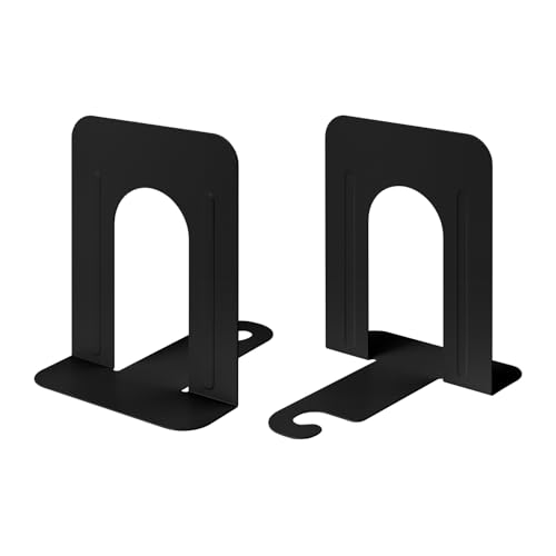 Honagu Bookends, Metal Book Ends, Bookends for Shelves, Book Holder Stopper for Heavy Books, /CDs/DVDs (1 Pairs/2 Pieces, Black) - color: Black