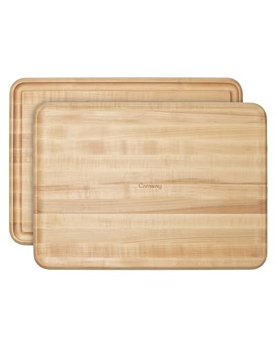 Caraway 17" Prep and Serve Butcher Block, Wood Cutting Board for Kitchen | Rectangle Dual-Sided Chopping Block for Prep, Presentation, Serving, Maple - color: Maple, size: 17"L x 12"W