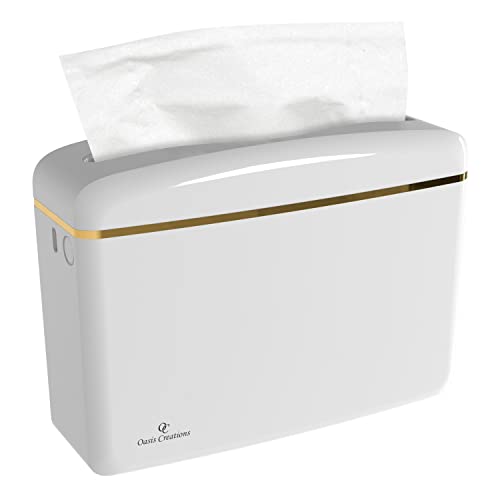 Countertop Multifold Hand Paper Towel Dispenser by Oasis Creations, Single Sheet Dispensing – Glossy White - color: White