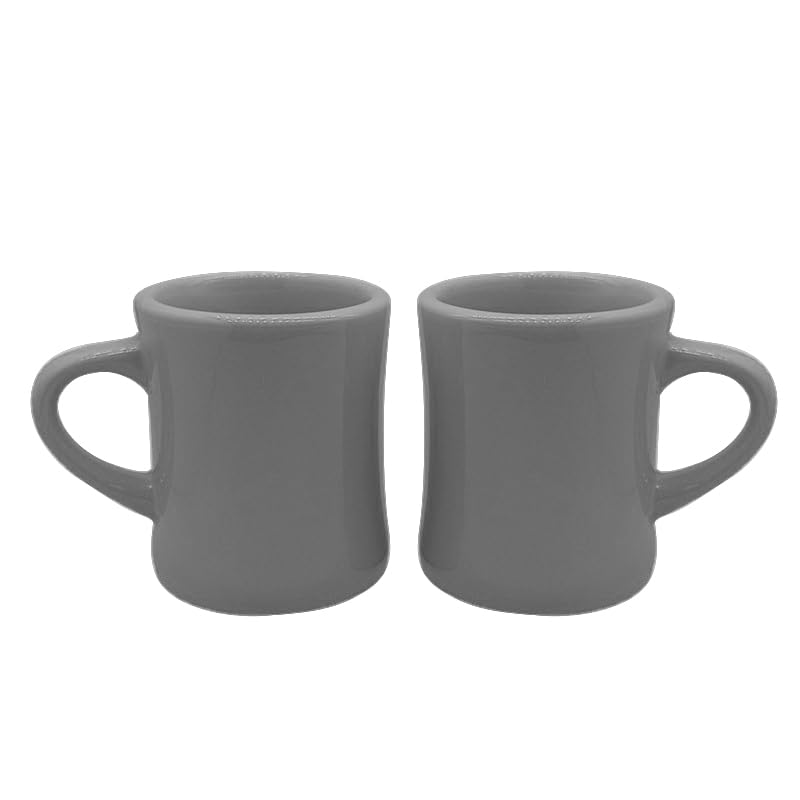 Funny Guy Mugs Classic Retro Diner Coffee Mug - Heavy Duty 10 Oz Stoneware Cup with Easy Grip Handle - Ideal for Hot and Cold Beverages (Grey, 10 Ounce) - color: Gray