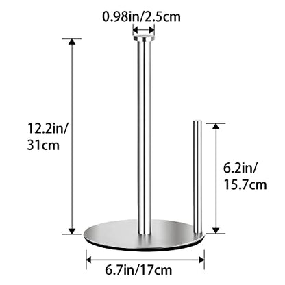 Paper Towel Holder Countertop, OBODING, Stainless Steel Kitchen Paper Towel Holder Stand for Kitchen Organization, Stainless Steel Paper Towel Holders for Standard and Large Rolls (Silver) - color: Silver