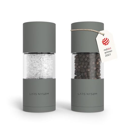LARS NYSØM Salt and Pepper Grinder Set, Manual Salt and Pepper Mills with Adjustable Ceramic Grinder, Design Spice Shaker Set (Ash Gray) - color: Ash Gray