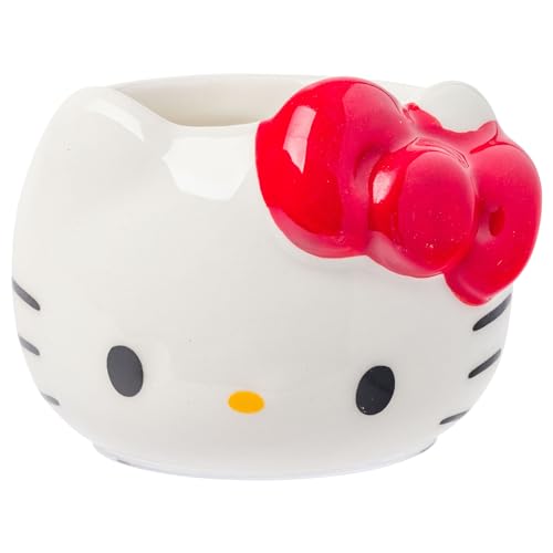Silver Buffalo Sanrio Hello Kitty Sugar Bows, 3D Mini Cup Set, 4pk, 3.5oz | Different Color, Pack, Ceramic, Sculpted, Perfect for Cream or Milk, 0.1 Liters - color: Hello Kitty Without Handle