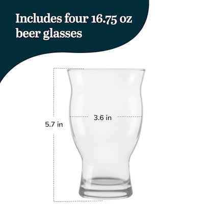 Libbey Craft Brews Nucleated Pint Beer Glasses, Dishwasher Safe Pint Glasses Set of 4 for Light Beers, Stouts, Laser Etching Nucleated Beer Glasses - color: Nucleated Pint 4