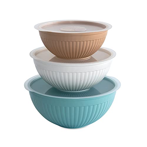 Nordic Ware Prep and Serve Mixing Bowls Set, 6-Piece, Earth-Tones - color: Earth-Tones, size: 6-Piece