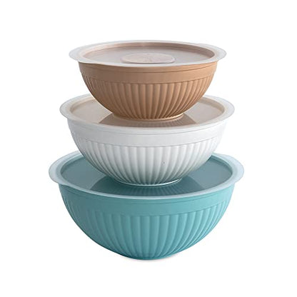 Nordic Ware Prep and Serve Mixing Bowls Set, 6-Piece, Earth-Tones - color: Earth-Tones, size: 6-Piece
