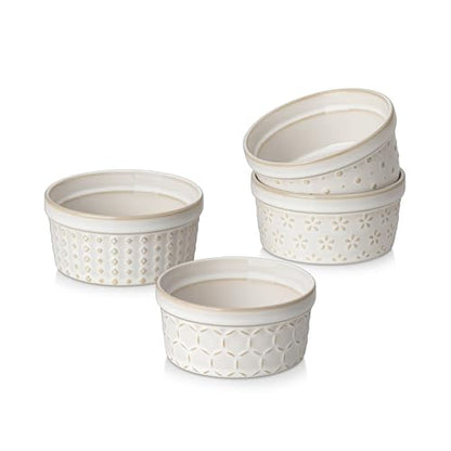 MALACASA Ramekins 4 Oz Oven Safe, Ceramic Creme Brulee Set of 4, Arctic White - size: 4 oz