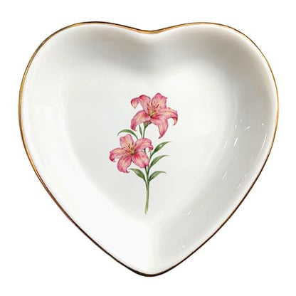 Birth Month Flower Ring Jewelry Dish Tray-Floral Ring Holder for Hippie,Nature,Pace-Birthday Gifts for Mom,Mother-in-law,Step Mom,Aunt,Grandma,Sister,Friends (5 - May (Lily)) - style: 5 - May (Lily)