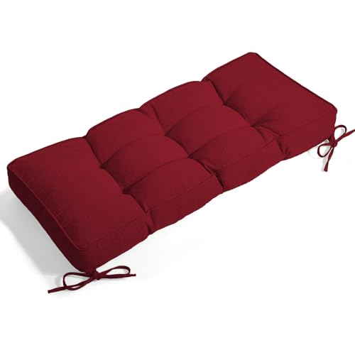 Detiblue Bench Cushion for Indoor Furniture,45x18Inch Tufted Bench Seat Cushion with Non-Slip, Comfortable and Durable for Shoe/Entryway/Storage with Cushion（Deep Red） - color: Deep Red, size: 45x18x4