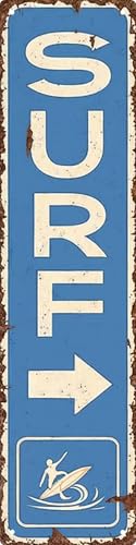 Vintage Surf Beach Nautical Metal Tin Sign 4x16 in Durable Metal Wall Art for Home Bar Cafe & Outdoor Decor - color: Surf