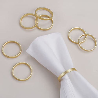 wonlex Cuff Brushed Gold Napkin Rings Set of 4, Circle Napkin Buckles Holder for Wedding Reception, Modernist Napkin Ring Holders for Tables, Metallic Serviette Buckles Decor - size: Set of 4