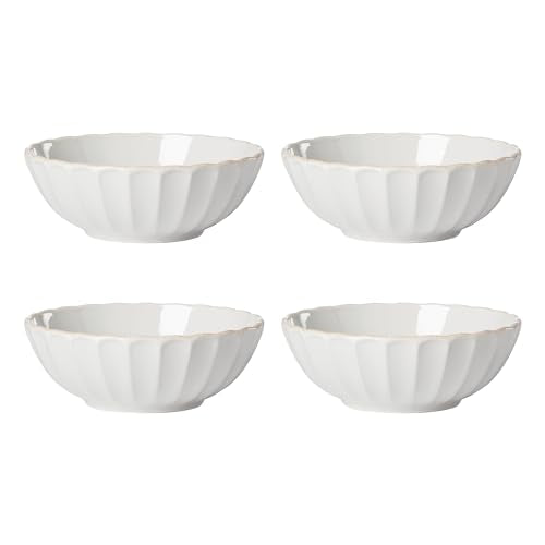 Lenox French Perle Scallop 4-Piece Bowl Set, 4.00 LB, White - style: All-Purpose Bowls, Set of 4