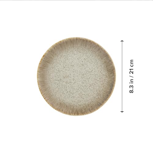 Yellowstone 4-Piece Rainwater Salad Plate Set – Durable Stoneware Plates with Reactive Glaze Finish, 8.25-Inch Diameter, Microwave & Dishwasher Safe – Rustic Modern Everyday Dinnerware