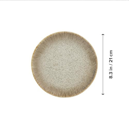 Yellowstone 4-Piece Rainwater Salad Plate Set – Durable Stoneware Plates with Reactive Glaze Finish, 8.25-Inch Diameter, Microwave & Dishwasher Safe – Rustic Modern Everyday Dinnerware