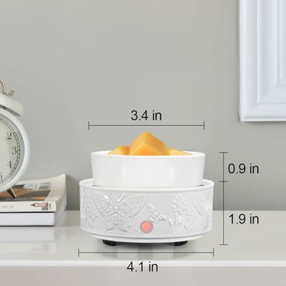 Wax Melt Warmer for Scented Wax Ceramic Wax Warmer Fragrances Candle Oils | Home Fragrance Wax Burner,True White Electric Candle Warmer as Gifts for Mom Women(Butterfly) - color: White Butterfly