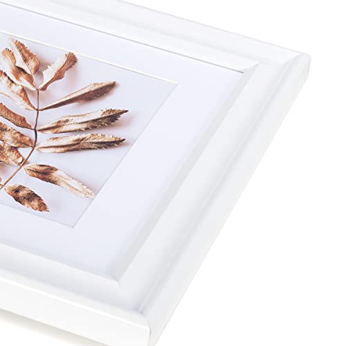 8x10 Picture Frames White, Display Picture 5x7 with Mat, Wooden Photo Frame for Table Top and Wall Mounting, 2 Pack - color: White, size: 8x10-2P