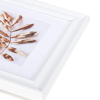 8x10 Picture Frames White, Display Picture 5x7 with Mat, Wooden Photo Frame for Table Top and Wall Mounting, 2 Pack - color: White, size: 8x10-2P