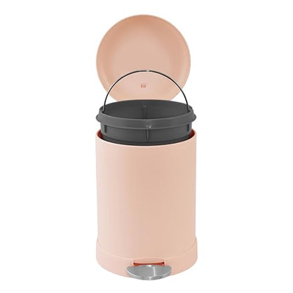 Glad Small Trash Can, 1.2 Gallon | Round Stainless Steel Garbage Bin with Soft Close Lid & Step Foot Pedal | Metal Waste Basket with Removable Inner Bucket, Rust - color: Rust