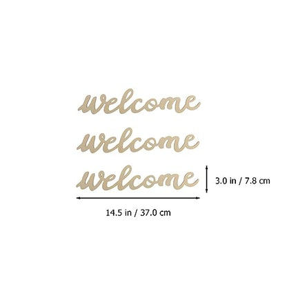 Amosfun 10 Pcs Welcome Door Sign Unfinished Wood Hanging Boards with 10 Lanyards Wooden Welcome Sign Crafts for Front Door Wall Entryway Home Cafe Shop Bar Decor