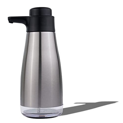 AIKE 15oz Liquid Soap Dispenser for Dish and Hand Soap Stainless Finish | Easy Push Durable Pump, No-Slip Base with Clear Liquid Window, Easy Refill Wide Opening, for Kitchen Sink and Bathroom - color: Brushed