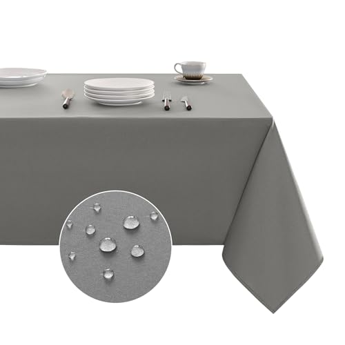 Table Cloth Rectangle Waterproof Spill-Proof Wrinkle-Free Tablecloth Washable, Kitchen Dining Tabletop Decoration, Fabric Table Cover for Indoor and Outdoor Use, 52 x 70 Inch, Light Grey - color: Light Grey, size: 52" x 70" (Rectangular)