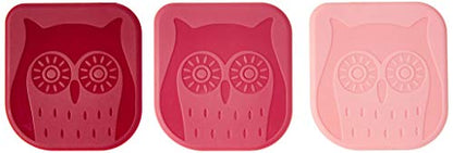 Tovolo Nylon Owl Set of 3 Pan, Reinforced Dishwashing Tool, Durable Plastic Dish Scrapers Safe for Nonstick Cookware & Cast Iron Skillets, Pink (Pack of 2) - color: Rosado