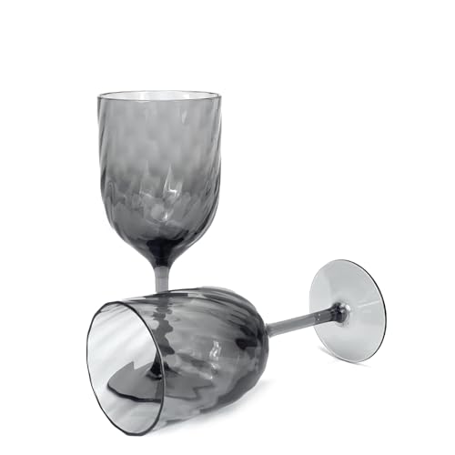 Yalin Set of 6 Unbreakable 15 oz Acrylic Plastic Wine and Water Tumbler Stackable Goblets. (Gray, 15 oz) - color: Gray, size: 15 oz
