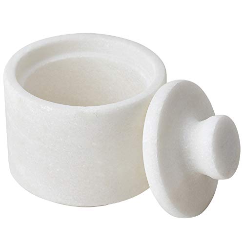 White Marble Salt Cellar Keeper With Lid
