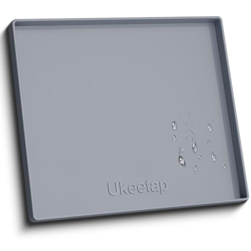 19" x 19" Extra Thick Silicone Mat Waterproof with Raised Edge, Gray | Under Sink Mat for Kitchen & Bathroom, Kitchen Cabinet Liner, Multi-Purpose for Storage & Protection - color: Gray, size: 19"L x 19"W