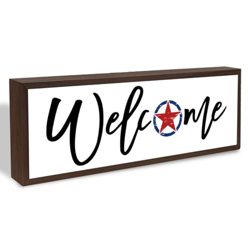 Welcome Wood Home Decor Signs, Welcome Wood Plaque, Home Tabletop Desk Decorative Sign, Suitable Gifts For Boys, Hanging Decorative Wooden Plaque 9.5x3.1 Inches(A22) - color: welcome 22