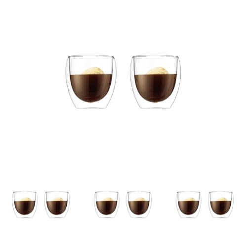 Bodum 8oz Pavina Double Wall Glasses, High Heat Borosilicate Glass, Set of 2, Clear (Pack of 4) - size: 8 oz (Pack of 4), style: Set of 2