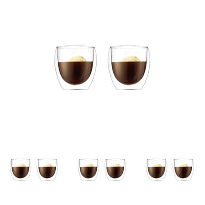 Bodum 8oz Pavina Double Wall Glasses, High Heat Borosilicate Glass, Set of 2, Clear (Pack of 4) - size: 8 oz (Pack of 4), style: Set of 2