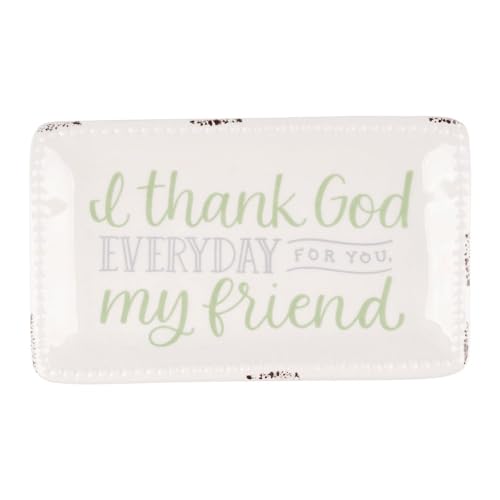 Friend Key Tray - Hand-Painted Thank God Everyday for You My Friend Ceramic Trinket Tray, Key Dish for Entryway Decor, Ring Dishes, 6" x 3.5" - style: Thank God For You Friend
