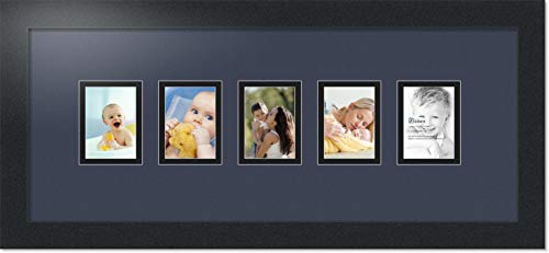 ArtToFrames Collage Photo Frame Double Mat with 5-2.5x3.5 Openings with Satin Black Frame and Blue Jay mat. - color: Blue Jay, size: 2.5x3.5
