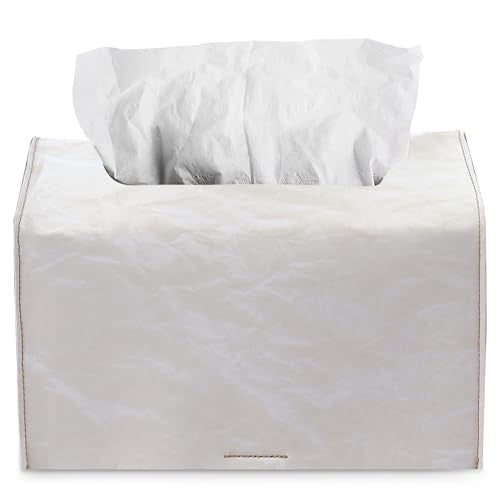 Hand Towels Box Cover,PU Leather Tissue Box Cover Holder Compatible with Kleenex Disposable Paper Hand Towels Suitable for Dining,Kitchen,Bathroom(1-White) - color: 1-white