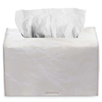 Hand Towels Box Cover,PU Leather Tissue Box Cover Holder Compatible with Kleenex Disposable Paper Hand Towels Suitable for Dining,Kitchen,Bathroom(1-White) - color: 1-white
