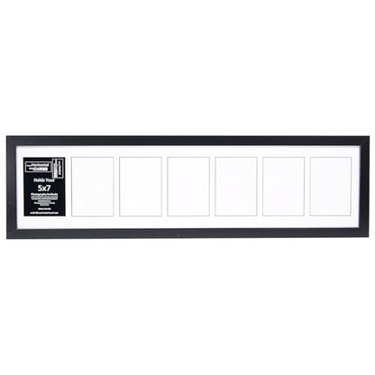 Creative Letter Art 7 Opening Glass Face Black Picture Frame to hold 5 by 7 inch Photographs including 10x40-inch White Mat Collage - color: 7 opening, size: Black w/ White