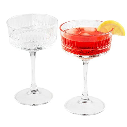 Vintage Coupe Glasses Set of 4, Champagne, Cocktail, Martini, Wine Glasses, Long Stem Glassware, (8.8oz/260ml) (2 Pack) - style: 2 Pack