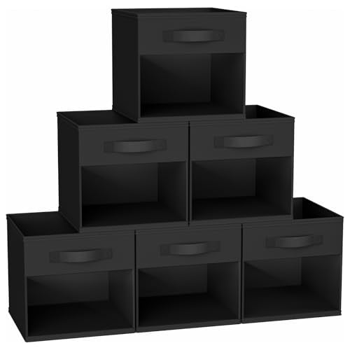 DIMJ Collapible Storage Cubes, 12.2 Inch Cube Storage Bins with Window, Fabric Baskets for Shelves, Foldable Cube Storage Organizer Cube Bins for Closet, Shelves, Home, Office, 6 Packs, Black - color: Black, size: 12.2 Inch.- 6 Pack