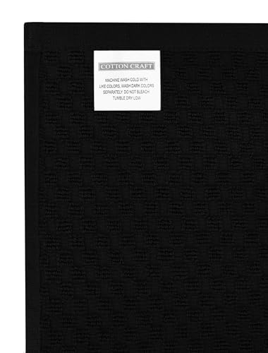 COTTON CRAFT Halloween Kitchen Towel -100% Cotton 4 Pack Waffle Terry Towel | Spooky Skull Web Bats Jack O'Lantern Embroidered Terry Kitchen Hand Towel Set -16x28 Soft Absorbent Dish Towel Cleaning Cloth - color: Black, size: 4 Pack