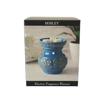 Hosley 2-Pack 5" High Blue Ceramic Electric Warmer Ideal Gift for Wedding Spa Aromatherapy. Use with Wax Melts Cubes and Fragrance Oils - color: Blue*2