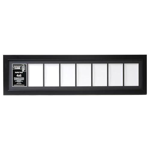 Creative Letter Art 4” x 6” Multiple Opening Picture Frame Collage with 8 holes, Manhattan Black Frame with 8 x 34-inch Black Mat, Full-Strength Glass, Photo Collage for Wall, 8 Openings - color: 8 opening, size: Black w/8" Black Mat