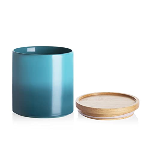 Sweejar Ceramic Food Storage Jar, Stackable Kitchen Canisters, Containers with Airtight Seal Wooden Lid for Serving Ground Coffee, Tea, Sugar, Salt and More - 16 Fl Oz (Gradient Blue)… - color: Gradient Blue, size: 16 Fl Oz (4.1"x4.4")