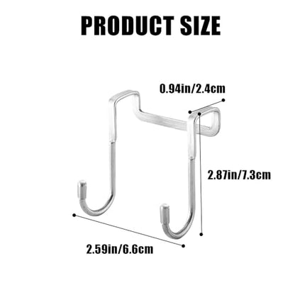 2 Pcs Over Cabinet Hook,Multi-Use Gabinet Doors Double S Hooks for Hanging,Drawer,Closet,Kitchenware,Wardrobe Door,Bags,Towels and Key,Silver Cabinet Hooks for Hanging (A-Silver)