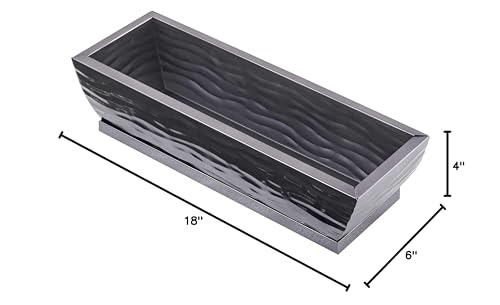 H Potter Succulent Planter Rectangular Plant Pot Flower Indoor Outdoor Window Box (Black Nickel Large) - color: Black Nickel Large