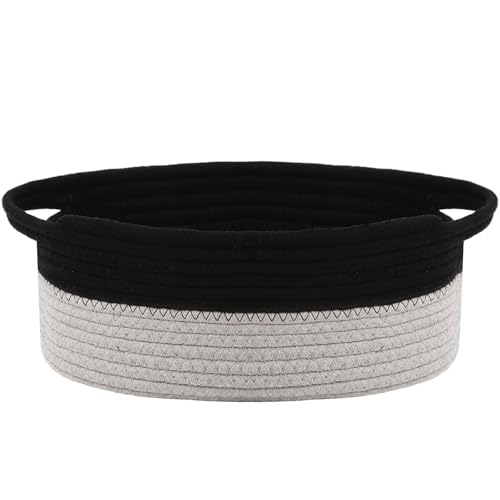 JMvicyroam Small Woven Basket, Empty Gift Basket, Black&Grey/1 Pack | Small Gift Basket, Cotton Rope, 12 x 8 x 78 in, Handles, Includes Ribbon and Bag, Birthday Gift Basket - color: Black&Grey, size: 1 Pack