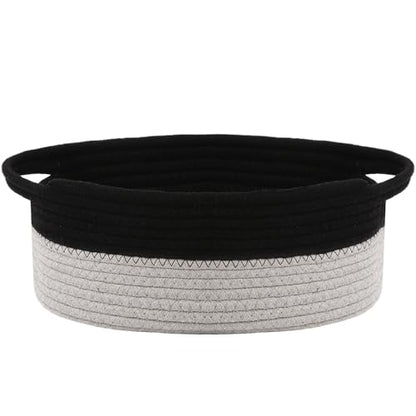 JMvicyroam Small Woven Basket, Empty Gift Basket, Black&Grey/1 Pack | Small Gift Basket, Cotton Rope, 12 x 8 x 78 in, Handles, Includes Ribbon and Bag, Birthday Gift Basket - color: Black&Grey, size: 1 Pack