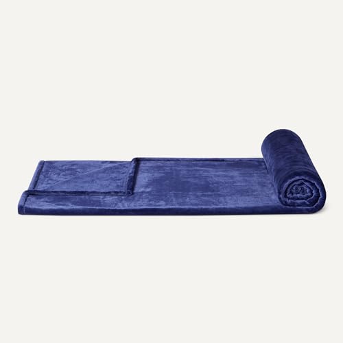 Amazon Basics Throw Blanket, Ultra-Soft Flannel Fleece Microfiber, Lightweight Cozy for Couch Sofa Bedroom, Fade-Resistant, 50 x 60 Inches, Navy (Pack of 2) - color: Navy, size: 50 x 60 inches (Pack of 2)